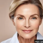 Home 20 필러와 보톡스 차이점 - A close-up portrait of a middle-aged woman with smooth, youthful skin showing subtle facial contours...